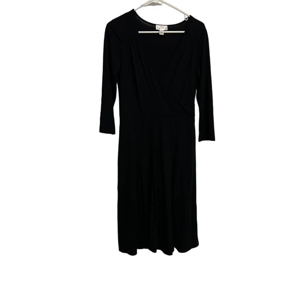 Ann Taylor Loft Black faux wrap long sleeve dress 4